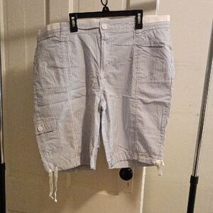 St. John's Bay Women's Blue Striped Bermudas